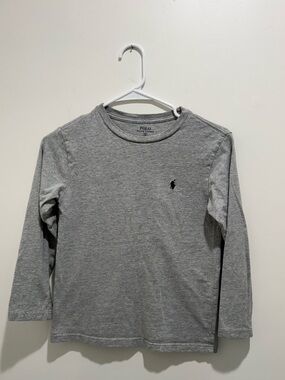 Polo Ralph Lauren Boys Small Gray Long Sleeve Tee Pony Logo Cotton